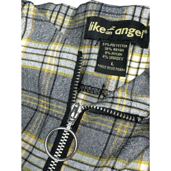 Like An Angel Women’s Belted Front Ankle Trousers Pants Large Plaid Y2K Inspired - Picture 3 of 8